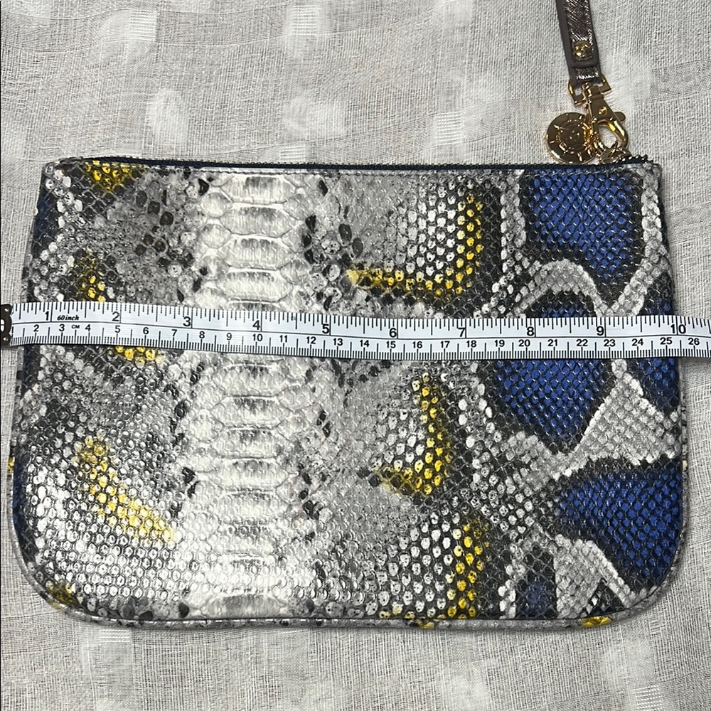 Stephanie Johnson Blue and Yellow Snakeskin Wristlet - Picture 6 of 7